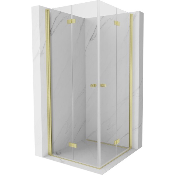 MEXEN/S - Mist-F Duo sprchový kout skládací dveře 75 x 75, transparent, zlato kartáčovaná 8A6-075L-075P-55-00