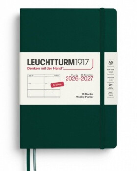 Týdenní plánovač Forest Green, Weekly Planner Medium A5 2027, 18měs., anglicky