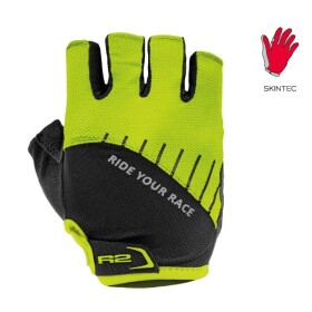 CYKLISTICKÉ RUKAVICE R2 HOPPY ATR48B, barva černá/neon žlutá, 6Y (gelové tlumení PROGEL)