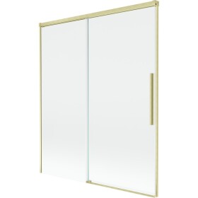 MEXEN/S - Rox vanová zástěna 2-křídlová posuvná 140 x 150, transparent, zlatá kartáčovaná 8C9-140-001-55-00