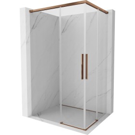 MEXEN/S - Rox Duo sprchový kout posuvný 95 x 90, transparent, růžové zlato 8C2D-095-090-60-00