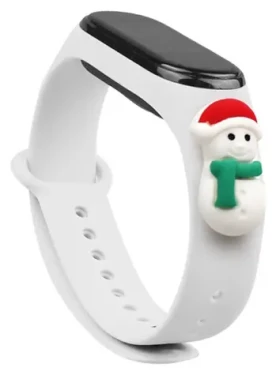 Hurtel Vánoční řemínek se sněhulákem pro Xiaomi Mi Band 3 a 4 bílá / Řemínek / Silikonový / Vánoční motiv