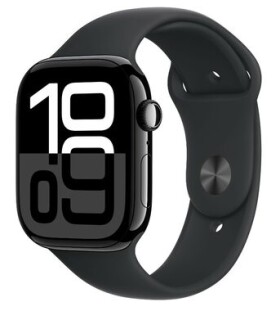 Apple Watch Series 10 GPS 46mm Klavírně černé hliníkové tělo - Černý sportovní řemínek (M/L) / 160–210 mm (MWWQ3)