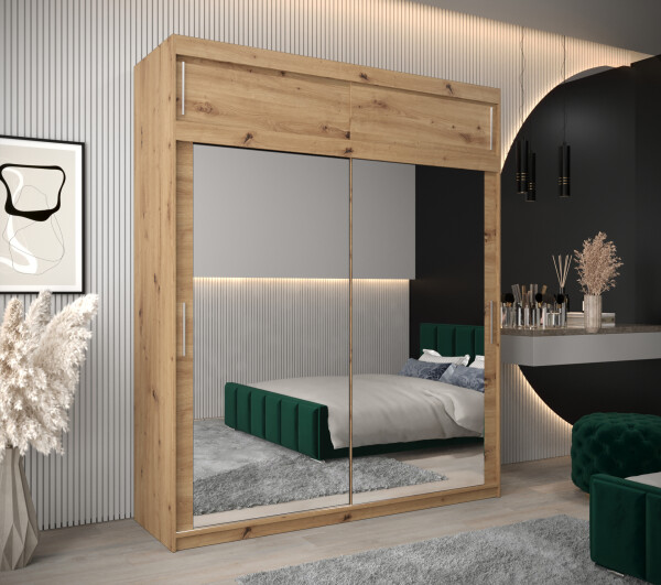 Šatní skříň Abi T3 s nástavcem Barva korpusu: Dub - Artisan, Rozměry: 200 cm, Dveře: Dub-Artisan