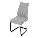 Židle jídelní, světle šedá látka, černé kovové nohy