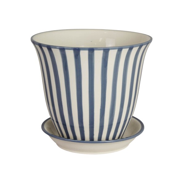 Strömshaga Keramický květináč s podmiskou Miriam Blue 22 cm, modrá barva, keramika