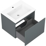 MEXEN/S - Rivel koupelnová skříňka 60 cm s umyvadlem Otis, 1 šuplík, reliéf , grafit mat/bílá mat 91A20-06047-1-BF66-W18M01