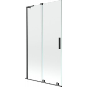 MEXEN/S - Velar L dvoukřídlá posuvná vanová zástěna 100 x 150, transparent, grafit kartáčovaná 896-100-003-01-66