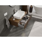 MEXEN/S - Rivel koupelnová skříňka pod umyvadlo 100 cm s deskou, 1 šuplík, reliéf , ořech 91A20-10023-1-BFC86