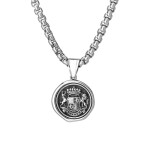 Ocelový 4mm náhrdelník s pečetí, rodový erb, Stříbrná 60 cm