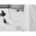MEXEN/S - Stone+ obdélníková sprchová vanička 130 x 90, bílá, mřížka černá 44109013-B