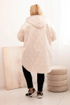 Dámská bunda Plus Size prošívaná s kapucí a nápisem HOPE světlé béžové UNI