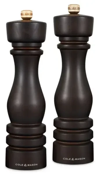 ColeMason London Chocolate Wood / Mlýnky na sůl a pepř / dárková sada / tmavě hnědý buk / 22 cm (H233020)