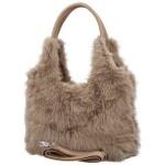 Módní dámská plyšová kabelka do ruky Viorica, taupe