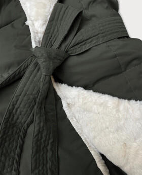 Dámská bunda v army barvě obšitá kožešinou, se stojáčkem J Style (16M9165-136) odstíny zelené XL (42)