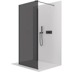 CERANO Sprchová zástěna Walk-in Onyx Corner Cube L/P - 8 mm - hranatá vzpěra - černá matná, grafitové sklo - 150x30x200 cm