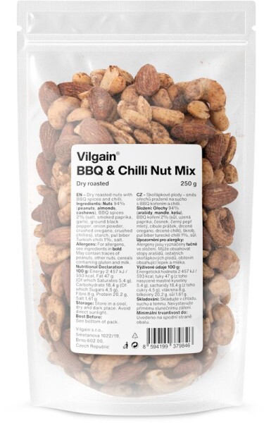 Vilgain Směs nasucho pražených ořechů – bbq s chilli 250 g