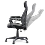 Herní křeslo, šedá, černá ekokůže a černá látka a síťovina MESH, PCA mech