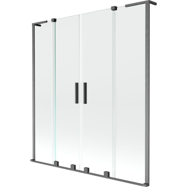 MEXEN/S - Velar L Duo dvoukřídlá posuvná vanová zástěna 140 x 150, transparent, grafit kartáčovaná 896-140-003-02-66