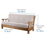 Bielastické potahy VITTORIA smetanová trojkřeslo s dřevěnými rukojeťmi (š. 150 - 200 cm)