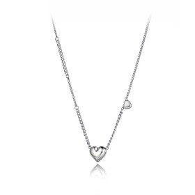 Ocelový náhrdelník Irene - chirurgická ocel, srdce, Stříbrná 44 cm + 5 cm (prodloužení)