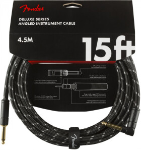 Fender Deluxe Series 15 Instrument Cable Angled Black Tweed