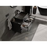 MEXEN/S - Orio koupelnová skříňka pod umyvadlo 90 cm s deskou, 2 zásuvky, černá lesk 91A10-09047-2-BFFC70