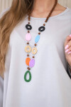 Oversize halenka s náhrdelníkem máslová látka šedý UNI