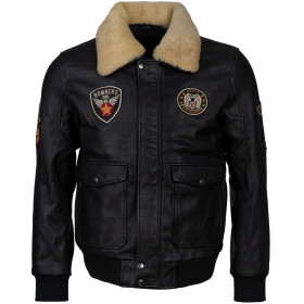 Pánská Kožená Bunda Pilot Royce Pravý Kožíšek Brixton Černá Velikost: 3XL
