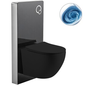 CERANO Kompletní WC set Modul/Cesso - černá matná - integrované WC tlačítko - pneumatický modul - 49x36 cm - 979847