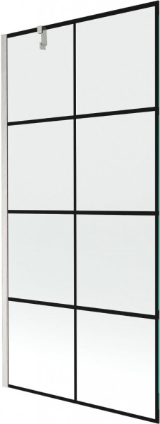 MEXEN/S - Next vanová zástěna FIX 90 x 150, černá vzor, nikl kartáčovaná 895-090-000-00-77-97