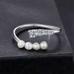 Stříbrný prsten s perlou a MOISSANITEM + CERTIFIKÁT, nastavitelná Stříbrná certifikát GRA, hadřík na čištění stříbra, dárková krabička