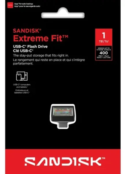 SanDisk Extreme Fit 1 TB černá / Flash disk / USB-C / čtení až 400 MB/s (SDCZ530-1T00-G46)