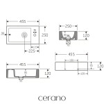 CERANO - Umývátko keramické Vivo - závěsné pravé - bílá lesklá - 45,5x25 CER-476993