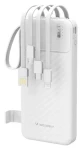 Wozinsky W11-W bílá / Powerbanka / 10000 mAh / 10W / vestavěné kabely / svítilna