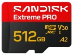 SanDisk Extreme PRO microSDXC 512 GB + adaptér / Paměťová karta / Class 10 / UHS-I U3 / V30 / A2 / čtení: 250 MB/s (SDSQXCJ-512G-GS6MA)