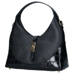 Luxusní dámská kožená kabelka do ruky Elizaveta, černá