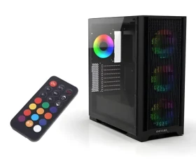 INCA Empousa černá / Mid-Tower / ATX, micro ATX, Mini-ITX / tvrzené sklo / RGB / USB 2.0 (EMG-17XB)