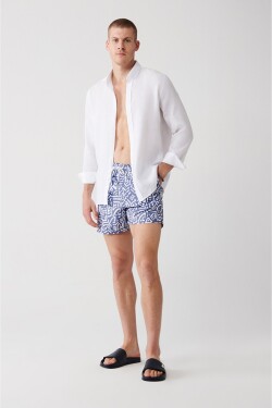Avva Men's Gray Quick Dry Geometric Print Standard Size Special Box Swimsuit Sea Shorts