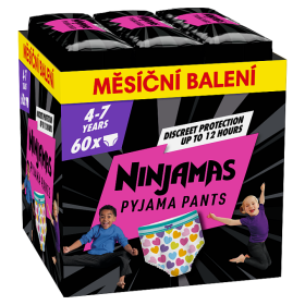 Ninjamas Pyjama Pants Srdíčka, 60 Plenkové Kalhotky, 7 Let, 17kg-30kg