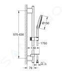 GROHE - Rainshower SmartActive Sada sprchové hlavice 150 9,5 l/min, 3 proudy, tyče 600 mm a hadice, chrom 26592000