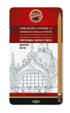Koh-i-noor tužka grafitová grafická 5B–5H souprava 12 ks v plechové krabičce