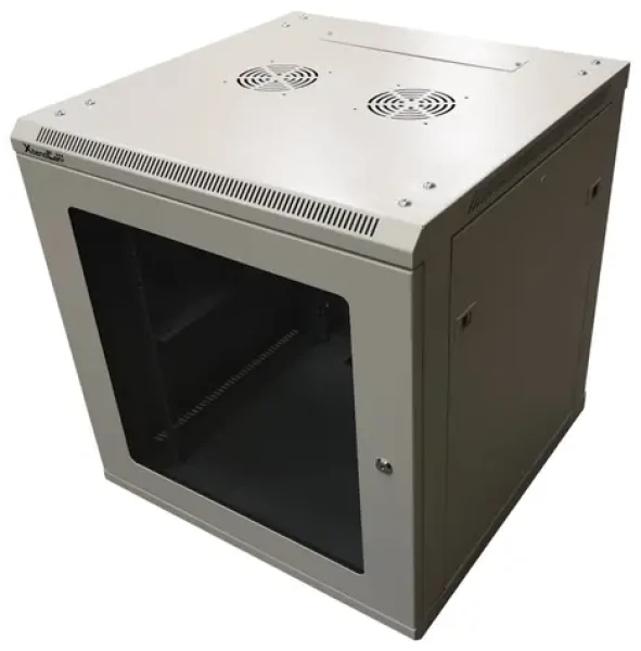 XtendLan 19" šedá (WS-12U-66-GREY-U) / Nástěnný rozvaděč / 12U / 600×600 mm / jednodílný / skleněné dveře (WS-12U-66-GREY-U)