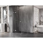 MEXEN/S - Lunar sprchový kout dveře křídlové levá 90 x 90, transparent, nikl kartáčovaný 834-090-090-97-00-L