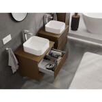 MEXEN/S - Rivel koupelnová skříňka pod umyvadlo 60 cm s deskou, 2 zásuvky, reliéf , ořech 91A20-06047-2-BFFC86