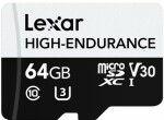 Lexar High-Endurance microSDHC/SDXC 64 GB / UHS-I V30 / U3 / Class 10 / rychlost čtení 100MBs / zápis 35MBs (LMSHGED064G-BCNNG)