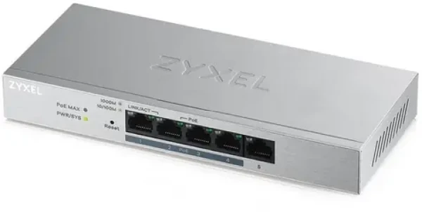 ZyXEL GS1200-5HP v2 / 5-port Desktop Gigabit Web Smart switch / 5x GLAN / 4x PoE / PoE 60W (GS1200-5HPV2-EU0101F)