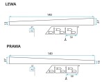 REA - Spádová lišta levá, 140cm zlatá REA-K3223