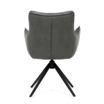 Židle jídelní, šedá látka, 360° vratný mechanismus, černý kov