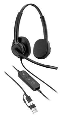 HP Poly Mission 425 černá / Sluchátka s mikrofonem / USB-C/A / Stereo / MS Teams (C01B6A6#AC3)